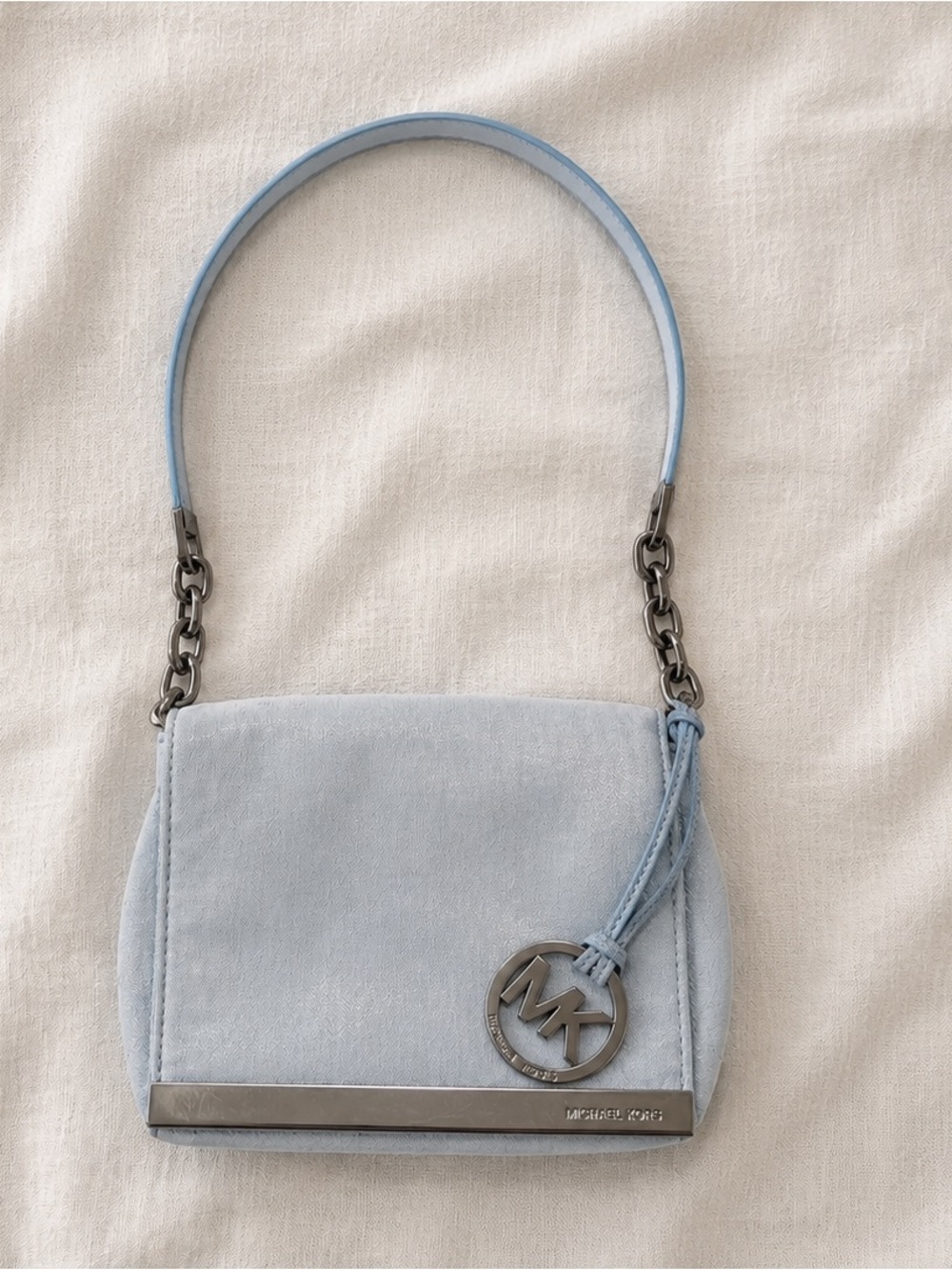 Vintage Michael Kors Dusty Blue Shimmer Shoulder Bag Y2K